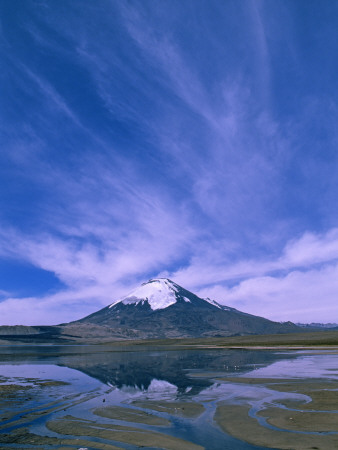 Lake Chungara, Highest Lake In The World (4,500M), Parinacota Volcano, Lauca National Park, Chile by Pete Oxford Pricing Limited Edition Print image