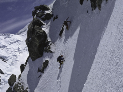 Climbing Up A Steep Snow Face, New Zealand by Michael Brown Pricing Limited Edition Print image