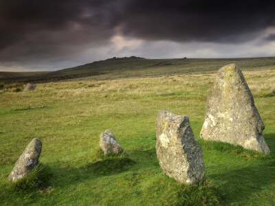 Merrivale Stone Row, Stormy Evening, Dartmoor Np, Devon, Uk. September 2008 by Ross Hoddinott Pricing Limited Edition Print image