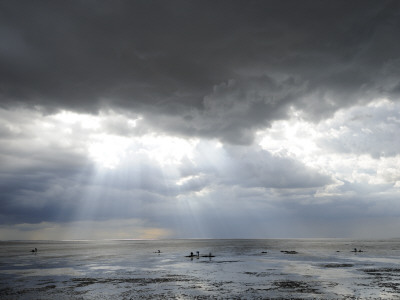 The Wash, Norfolk, Beach Landscape With Storm Clouds And Bait Diggers, Uk by Gary Smith Pricing Limited Edition Print image