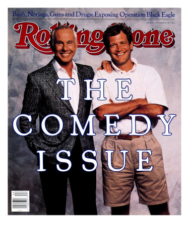 Johnny Carson And David Letterman, Rolling Stone No. 538, November 1988 by Bonnie Schiffman Pricing Limited Edition Print image