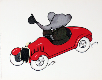 Babar En Auto by Jean Brunhoff Pricing Limited Edition Print image