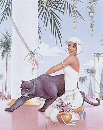 Woman And Panther by Alan Metz Pricing Limited Edition Print image