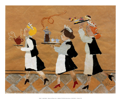 Waitresses With Dessert Trays by Lizbeth Holstein Pricing Limited Edition Print image