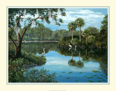 Three Cranes In Swamp by Jackie Thompson Pricing Limited Edition Print image