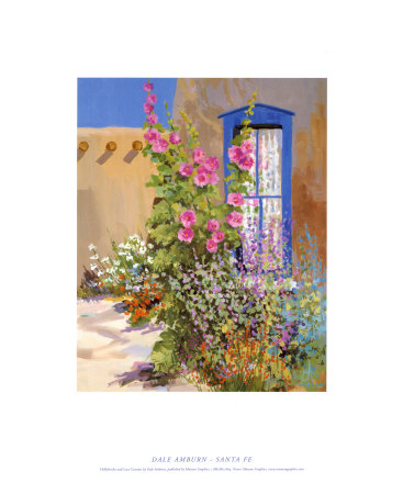 Hollyhocks And Lace Curtain by Dale Amburn Pricing Limited Edition Print image