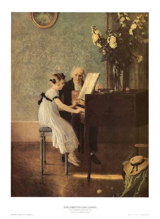 The First Piano Lesson by Jules A. Muenier Pricing Limited Edition Print image