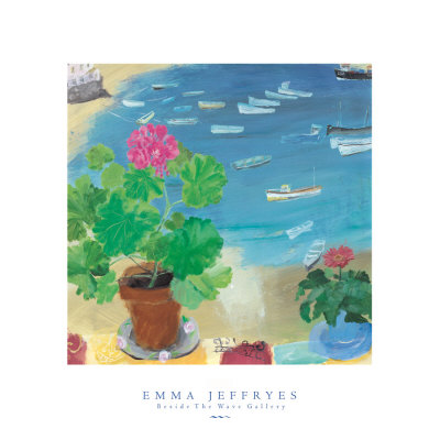 Geraniums Overlooking Harbour by Emma Jeffryes Pricing Limited Edition Print image