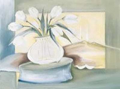 White Tulips In White Vase by Heinz Voss Pricing Limited Edition Print image