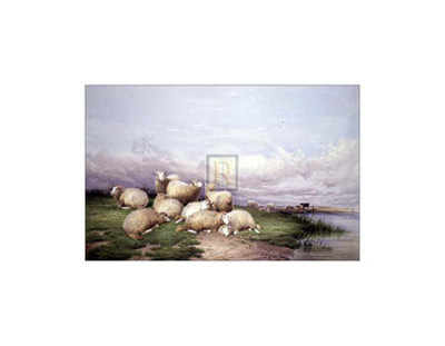 Sheep In The Water Meadows by Thomas Sidney Cooper Pricing Limited Edition Print image