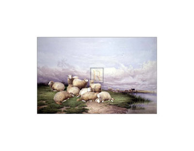 Sheep In The Water Meadows by Thomas Sidney Cooper Pricing Limited Edition Print image