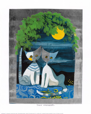 Cat Couple At Full Moon by Rosina Wachtmeister Pricing Limited Edition Print image