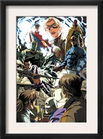 Dark Reign: Young Avengers #1 Group: Hawkeye, Patriot, Speed, Hulkling, Wiccan, Stature And Vision by Mark Brooks Pricing Limited Edition Print image