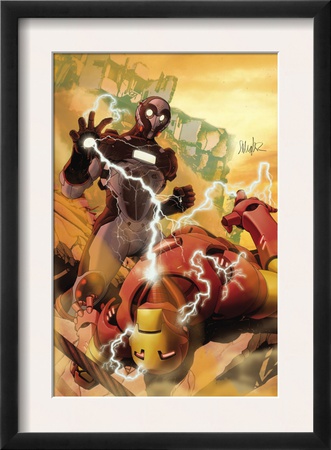 Invincible Iron Man #4 Cover: Iron Man, Stane And Ezekiel by Salvador Larroca Pricing Limited Edition Print image