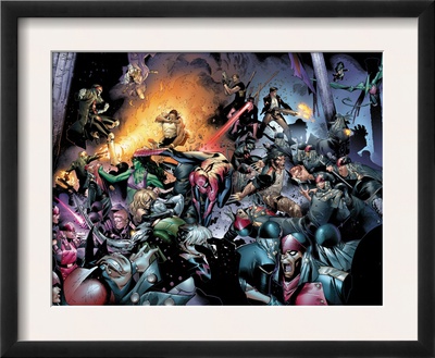 House Of M #7 Group: Spider-Man, Luke Cage, Storm, Wolverine, She-Hulk And Cyclops Fighting by Olivier Coipel Pricing Limited Edition Print image