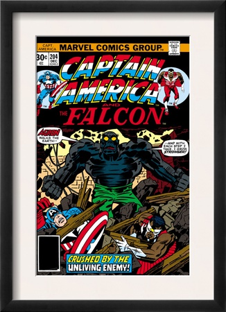 Captain America And The Falcon #204 Cover: Captain America, Falcon And Agron Fighting by Jack Kirby Pricing Limited Edition Print image