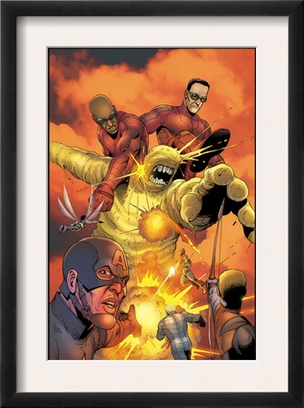 Ultimates Annual #1 Group: Goliath, Hawkeye, Wasp, Captain America And Ultimates Charging by Steve Dillon Pricing Limited Edition Print image