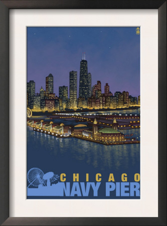 Navy Pier And Chicago Skyline, C.2008 by Lantern Press Pricing Limited Edition Print image