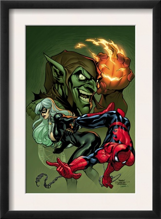 Marvel Knights Spider-Man V3, #10 Cover: Black Cat, Spider-Man And Green Goblin Crouching by Terry Dodson Pricing Limited Edition Print image