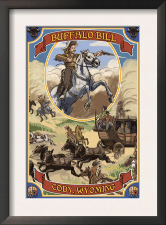 Buffalo Bill And Wagon Scene, C.2009 by Lantern Press Pricing Limited Edition Print image