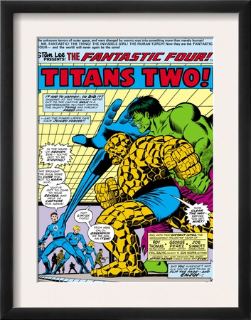 Fantastic Four N167 Cover: Hulk, Thing, Mr. Fantastic, Invisible Woman And Human Torch Stretching by George Perez Pricing Limited Edition Print image