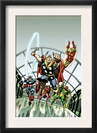 Giant-Size Marvel Tpb Cover: Thor, Captain America, Iron Man, Vision And Scarlet Witch Charging by Rich Buckler Pricing Limited Edition Print image