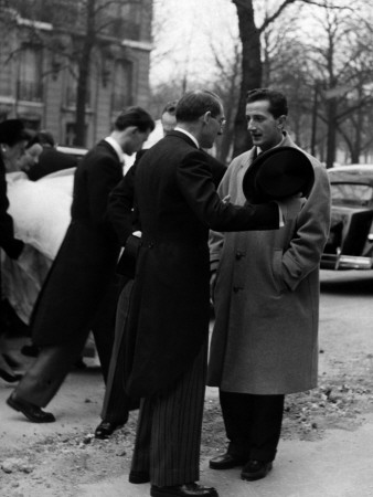 Jean Anouilh On His Wedding Day With Catherine Anouilh, January 1953 by Benno Graziani Pricing Limited Edition Print image