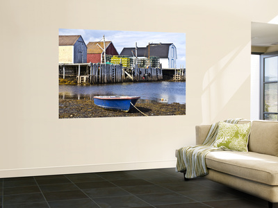 Fishing Village Scene With Fishing Shacks And Fishing Boat, Lunenburg County by Mark Hemmings Pricing Limited Edition Print image