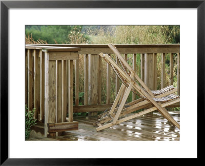 Wooden Decking With Chairs After Rain by Fiona Mcleod Pricing Limited Edition Print image
