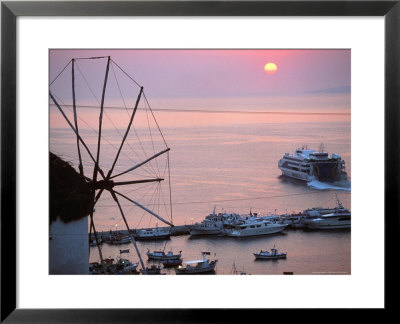 Boni Windmill & Mykonos Harbor, Greece by Walter Bibikow Pricing Limited Edition Print image