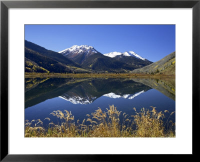 Snow-Capped Red Mountain Reflected In Crystal Lake With Fall Colors, Near Ouray, Colorado by James Hager Pricing Limited Edition Print image