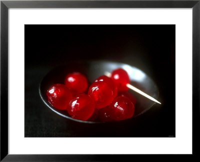 Cocktail Cherries In A Black Bowl by Michael Paul Pricing Limited Edition Print image