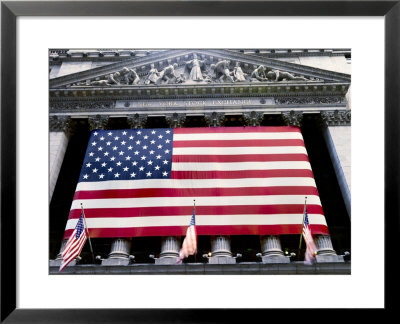 The Facade Of The New York Stock Exchange Draped In The American Flag by Justin Guariglia Pricing Limited Edition Print image