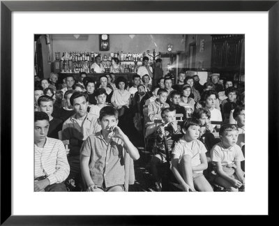 Village Cafe Used As Temporary Film Theater For Audiences by Larry Burrows Pricing Limited Edition Print image