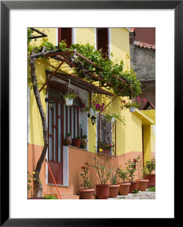 Yellow House, Agiasos, Lesvos, Mytilini, Aegean Islands, Greece by Walter Bibikow Pricing Limited Edition Print image