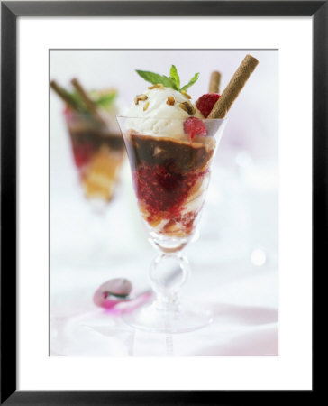 Layered Sundae: Raspberry Sauce, Sponge & Vanilla Nut Ice Cream by Ian Garlick Pricing Limited Edition Print image