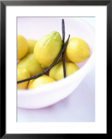 Lemons With Vanilla Pods In A White Dish by David Loftus Pricing Limited Edition Print image