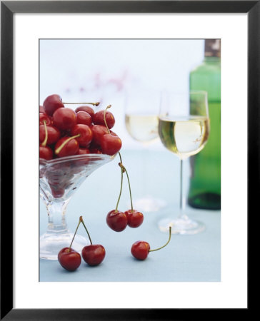 Bowl Of Cherries And Two Glasses Of White Wine by Vladimir Shulevsky Pricing Limited Edition Print image