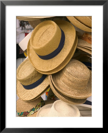 Straw Hats At Port Lucaya Marketplace, Grand Bahama Island, Caribbean by Walter Bibikow Pricing Limited Edition Print image
