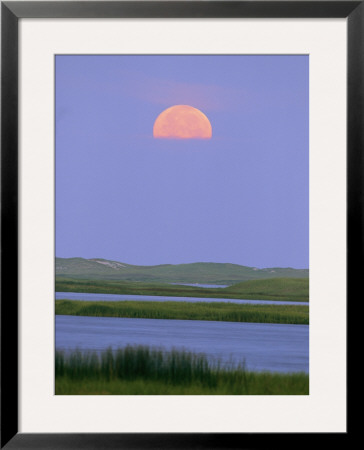 Moonrise Over A Wetland With Gentle Rolling Hills In Distance by Michael Melford Pricing Limited Edition Print image