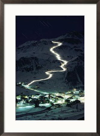 Skiers Bearing Torches Ski Down Mont Blanc Glaciers To Val Disere by George F. Mobley Pricing Limited Edition Print image