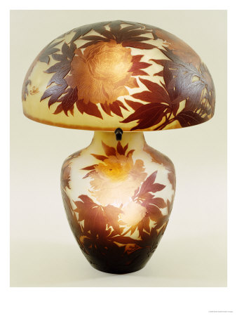 The Peony, A Galle Carved, Acid-Etched And Triple Overlaid Table Lamp by Emile Galle Pricing Limited Edition Print image