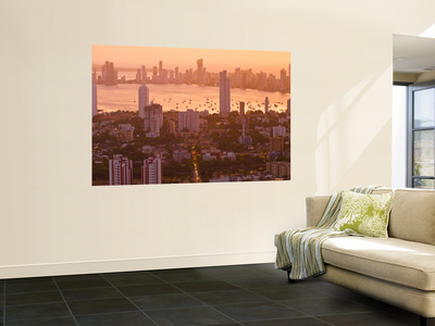 Colombia, Bolivar, Cartagena De Indias, View Of Cartagena Skyline At Sunset by Jane Sweeney Pricing Limited Edition Print image