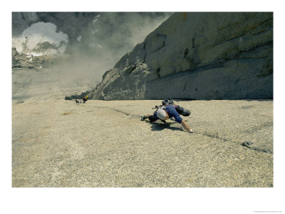 A Climber Negotiates The Second Pitch Of A Previously Unclimbed 3,600-Foot Granite Wall In Greenlan by Bobby Model Pricing Limited Edition Print image