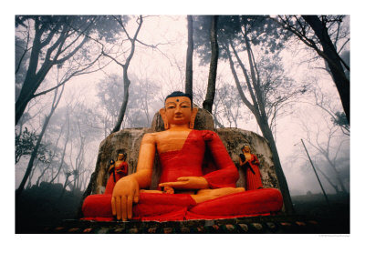 Statue Of Buddha On Svayambhu Hill In Kathmandu Valley, Swayambhunath, Bagmati, Nepal by Bill Wassman Pricing Limited Edition Print image