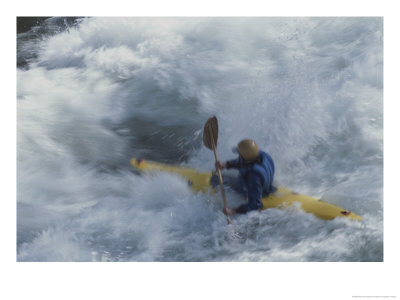A Kayaker Paddles Through White-Water Rapids On The Snake River by Raymond Gehman Pricing Limited Edition Print image