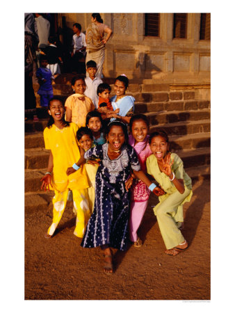 Group Of Girls, Bijapur, India by Craig Pershouse Pricing Limited Edition Print image