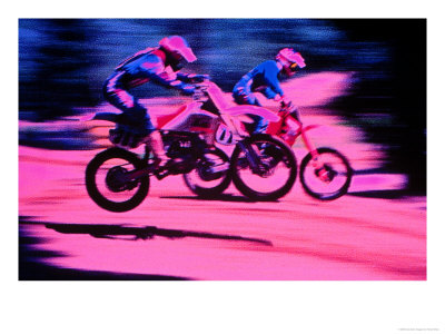 Two People Motocross Racing by Harold Wilion Pricing Limited Edition Print image