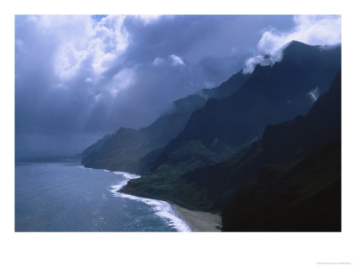 Storm Clouds Over Na Pali Coast, Kauai, Hi by Michele Burgess Pricing Limited Edition Print image
