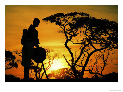 Woman And Child At Sundown, Botswana by Jacob Halaska Pricing Limited Edition Print image